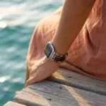 Correa Apple Watch elástica y étnica con Ágata Negra o Ágata de la India