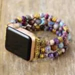 Correa Apple Watch elástica con símbolo OM y piedras de jaspe