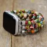 Correa Apple Watch elástica con símbolo OM y piedras de jaspe