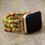 Correa Apple Watch elástica con símbolo OM y piedras de jaspe