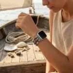 Correa Apple Watch elástica con símbolo OM y piedras de jaspe