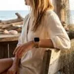 Correa Apple Watch elástica con símbolo OM y piedras de jaspe