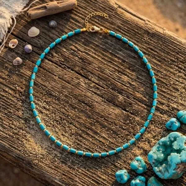 Gargantilla de la Paciencia con piedras de Turquesa o Howlita