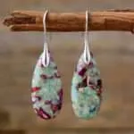 Pendientes bohemios de la nieve que no se deshace con piedras de jaspe