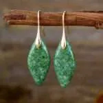 Pendientes bohemios de la nieve que no se deshace con piedras de jaspe