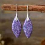 Pendientes bohemios de la nieve que no se deshace con piedras de jaspe
