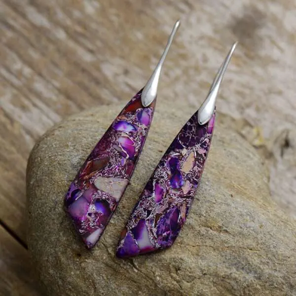 Pendientes boho del feliz enraizamiento con piedras de jaspe