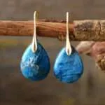 Pendientes boho de las tres piedras oscuritas con apatita, amatista o lapislázuli