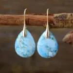 Pendientes boho de las tres piedras oscuritas con apatita, amatista o lapislázuli