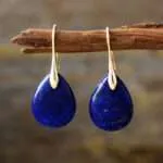 Pendientes boho de las tres piedras oscuritas con apatita, amatista o lapislázuli