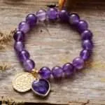 Pulsera bonita y bohemia de cuentas de amatista, ónix negro o jaspe