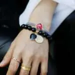 Pulsera bonita y bohemia de cuentas de amatista, ónix negro o jaspe