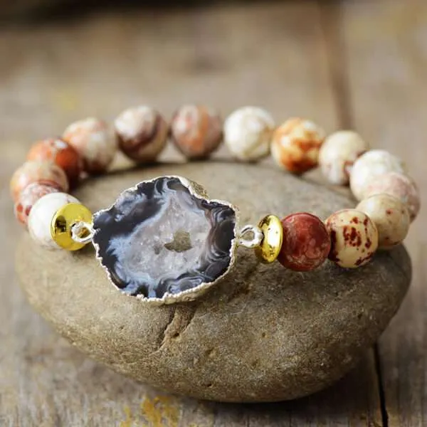 Pulsera para combatir el cansancio con drusa de cuarzo y jaspe