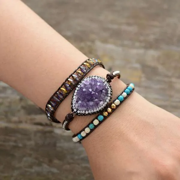 Pulsera del sueño reparador con drusa de amatista natural