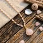 Colgante del susurro con piedras de cuarzo rosa, lapislázuli, aventurina o amazonita
