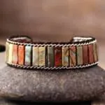Pulsera boho del aura de las plantas con piedras naturales de jaspe