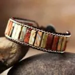 Pulsera boho del aura de las plantas con piedras naturales de jaspe