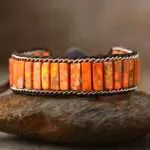 Pulsera boho del aura de las plantas con piedras naturales de jaspe