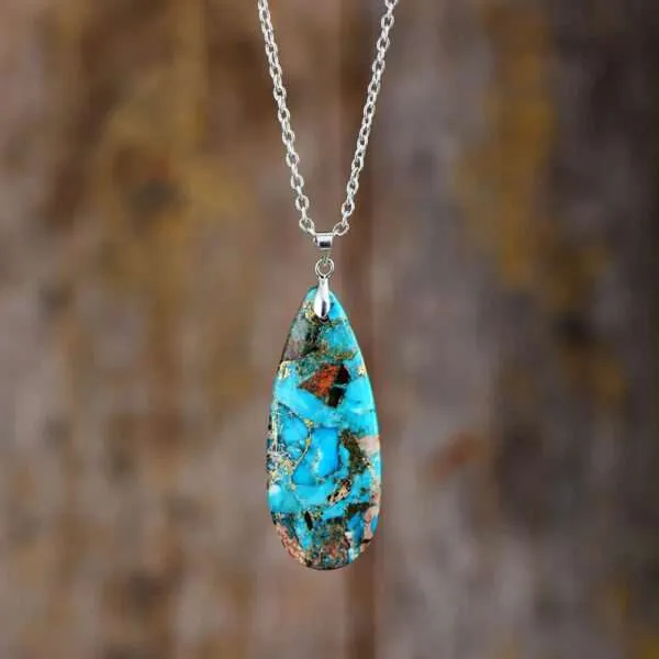 Colgante bohemio del descanso y la vitalidad con piedra de turquesa