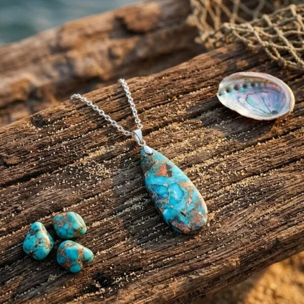 Collar Boho con Piedra de Jaspe Imperial en forma de Gota