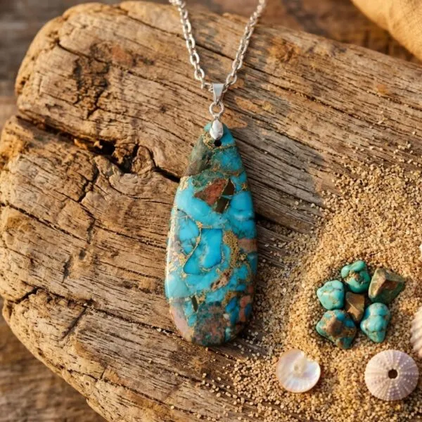 Collar Boho con Piedra de Jaspe Imperial en forma de Gota