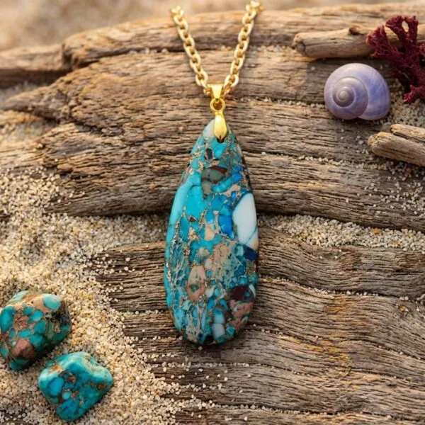 Collar Boho con Piedra de Jaspe Imperial en forma de Gota