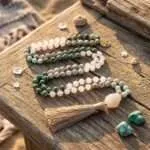 Conjunto Japa Mala 108 cuentas con turquesa africana, jade, shoushan y ágata