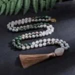 Conjunto Japa Mala 108 cuentas con turquesa africana, jade, shoushan y ágata