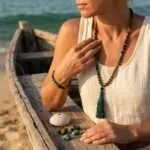 Conjunto Japa Mala 108 cuentas con turquesa africana, ónix negro y ojo de tigre