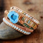 Pulsera de la curación del corazón herido con drusa de cuarzo y jaspe
