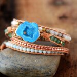 Pulsera de la curación del corazón herido con drusa de cuarzo y jaspe