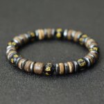 Pulseras bohemias con bolas de madera, hematita y gemas naturales