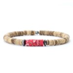 Pulseras hippies unisex con cuentas de madera, hematita y ojo de tigre