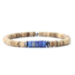 Pulseras hippies unisex con cuentas de madera, hematita y ojo de tigre