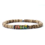 Pulseras hippies unisex con cuentas de madera, hematita y ojo de tigre