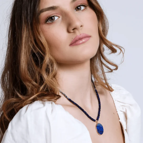 Collar del alcance de mi propósito con lapislázuli, jaspe, ojo de tigre, ónix negro o jaspe rojo