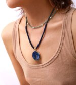 Collar del alcance de mi propósito con piedras de lapislázuli o jaspe