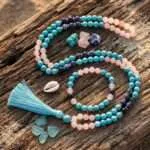 Conjunto Japa Mala 108 cuentas con cuarzo rosa, turquesa y sodalita