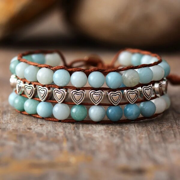 Pulsera de la calma del nerviosismo con piedras de amazonita o jaspe imperial