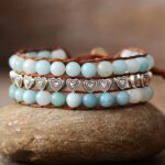 Pulsera de la calma del nerviosismo con piedras de amazonita o jaspe imperial