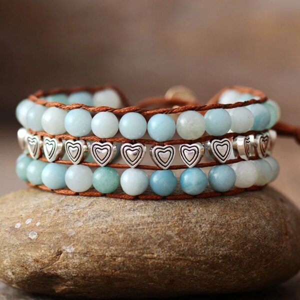 Pulsera de la calma del nerviosismo con piedras de amazonita o jaspe imperial