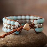 Pulsera de la calma del nerviosismo con piedras de amazonita o jaspe imperial