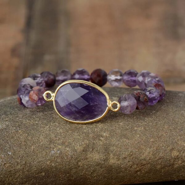 Pulsera del despojo de cargas impuras con piedras de lodolita púrpura