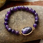 Pulsera elástica del equilibrio de las hormonas con labradorita o amatista