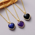 Collar del amor fructífero en forma de corazón con amatista, lapislázuli u ónix negro