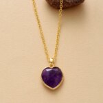 Collar del amor fructífero en forma de corazón con amatista, lapislázuli u ónix negro