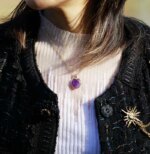 Collar del amor fructífero en forma de corazón con amatista, lapislázuli u ónix negro