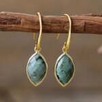 Pendientes de la buena esencia con labradorita, turquesa africana o cuarzo
