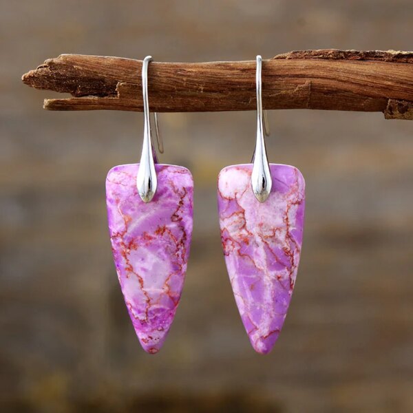 Pendientes del jardín de las flores que sanan el alma con piedras de jaspe