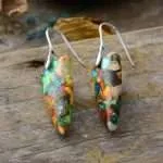 Pendientes del jardín de las flores que sanan el alma con piedras de jaspe